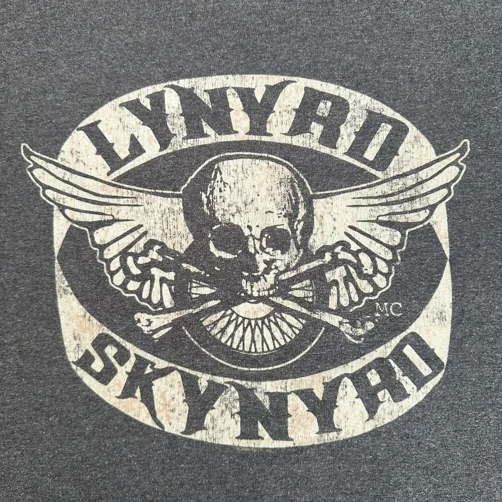 Vintage Y2K Lynyrd Skynyrd Rock Band T-Shirt Skull Biker Tee - Picture 3 of 5